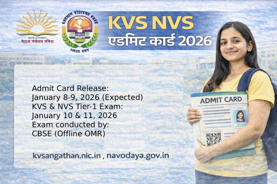 KVS NVS Admit Card 2026 Hall Ticket PDF Download