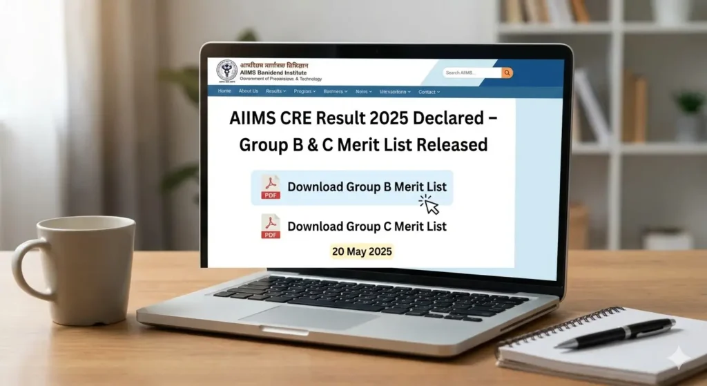 AIIMS CRE रिजल्ट 2025 जारी – ग्रुप B और C मेरिट लिस्ट जारी