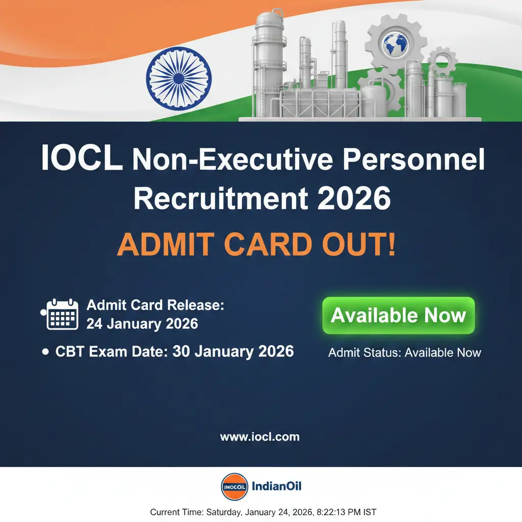 IOCL नॉन एग्जीक्यूटिव पर्सनल एडमिट कार्ड 2026 जारी – हॉल टिकट डाउनलोड करें