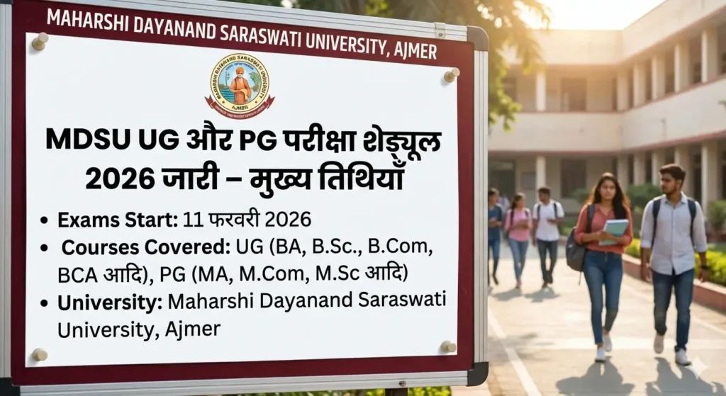 MDSU UG और PG परीक्षा शेड्यूल 2026 जारी