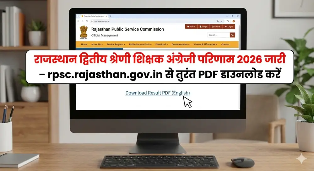 राजस्थान द्वितीय श्रेणी शिक्षक अंग्रेजी परिणाम 2026 जारी