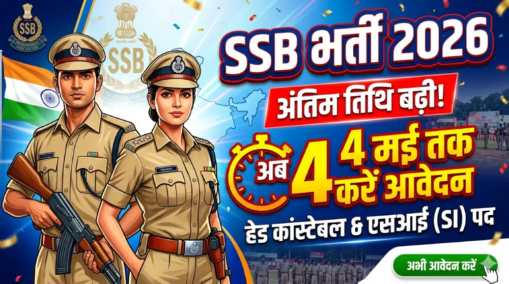 SSB Head Constable & SI Recruitment 2026 की अंतिम तिथि बढ़ी। अब 4 मई तक करें आवेदन।