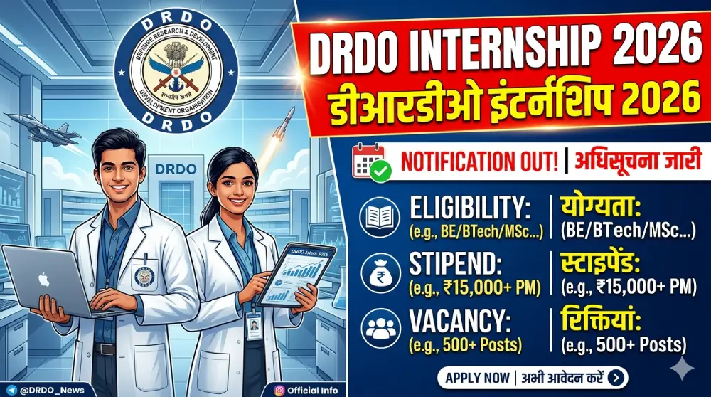 DRDO Internship 2026 Notification OUT