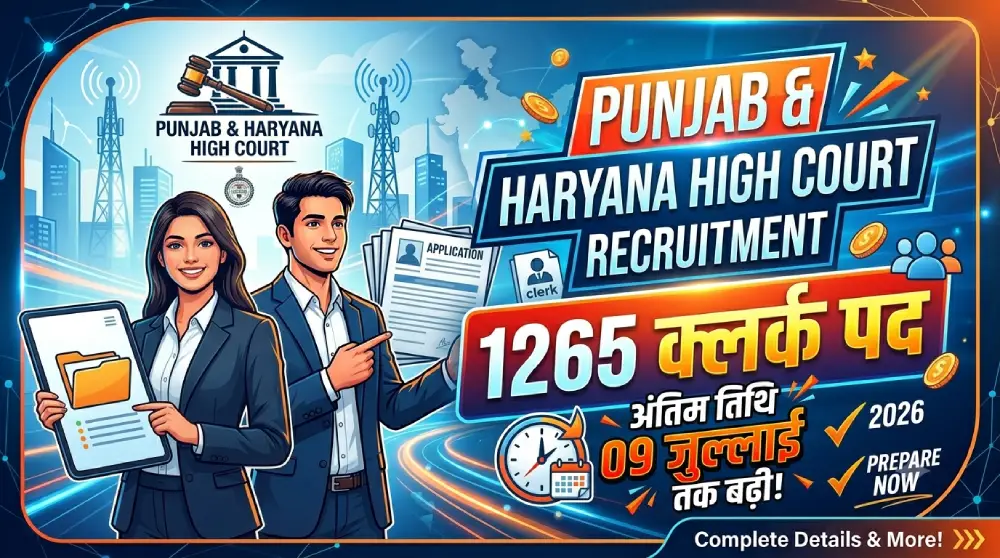 Punjab and Haryana High Court Recruitment 2026: 1265 क्लर्क पदों के लिए आवेदन, अंतिम तिथि 09 जुलाई तक बढ़ी 2 Punjab and Haryana High Court Recruitment 2026