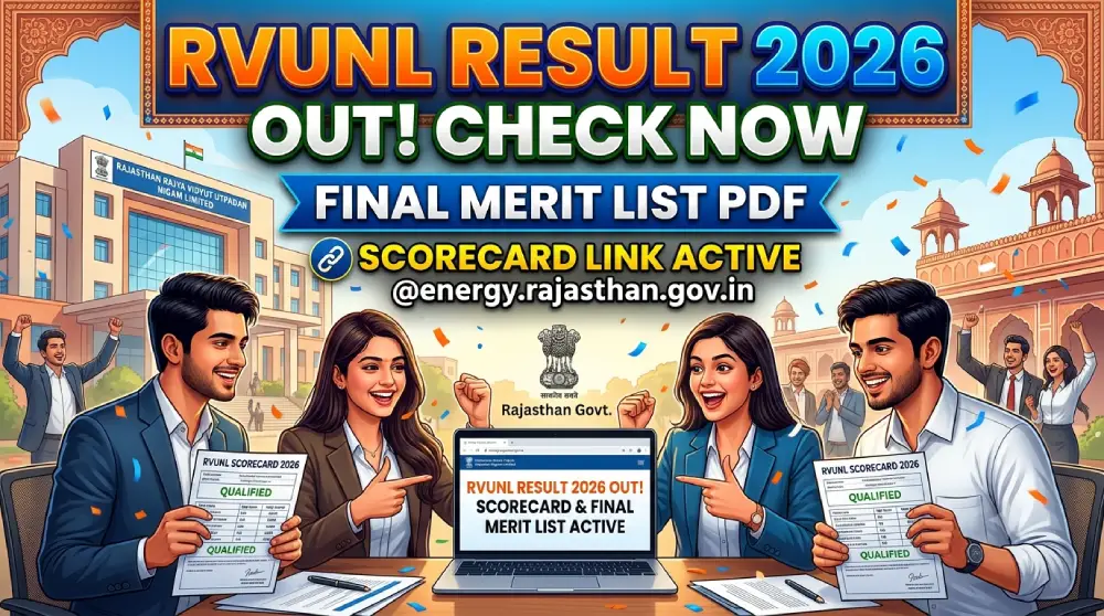 RVUNL Result 2026 Out @energy.rajasthan.gov.in, Final Merit List PDF और Scorecard Link Active 2 RVUNL Result 2026