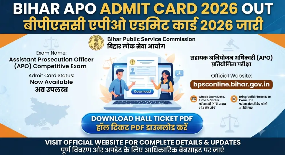 Bihar APO Admit Card 2026 Out, बीपीएससी एपीओ एडमिट कार्ड जारी @bpsconline.bihar.gov.in, हॉल टिकट PDF डाउनलोड करें 9 Bihar APO Admit Card 2026