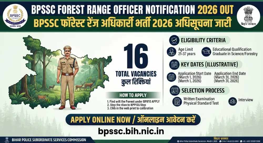 BPSSC Forest Range Officer Notification 2026 Out, बिहार वन विभाग में फॉरेस्ट रेंज अधिकारी के 16 पदों पर निकली भर्ती 1 BPSSC Forest Range Officer Notification 2026