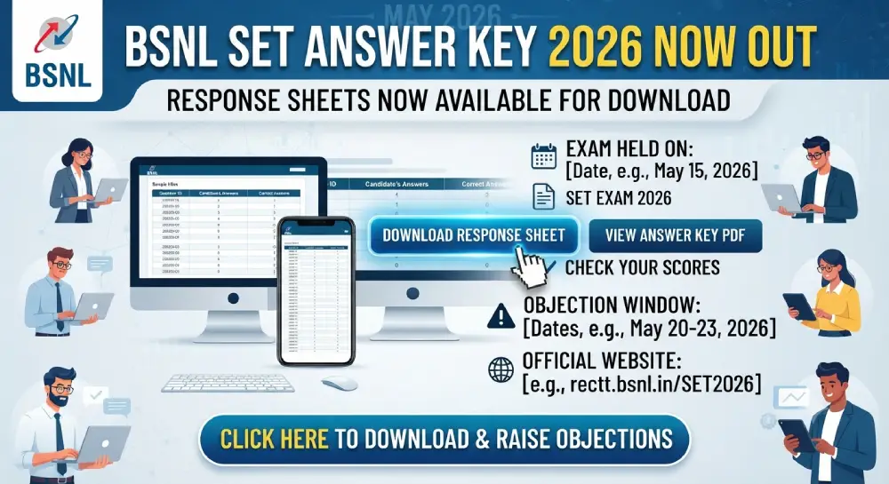 BSNL SET Answer Key 2026 Out, Download Response Sheet Link Active 8 BSNL SET Answer Key 2026