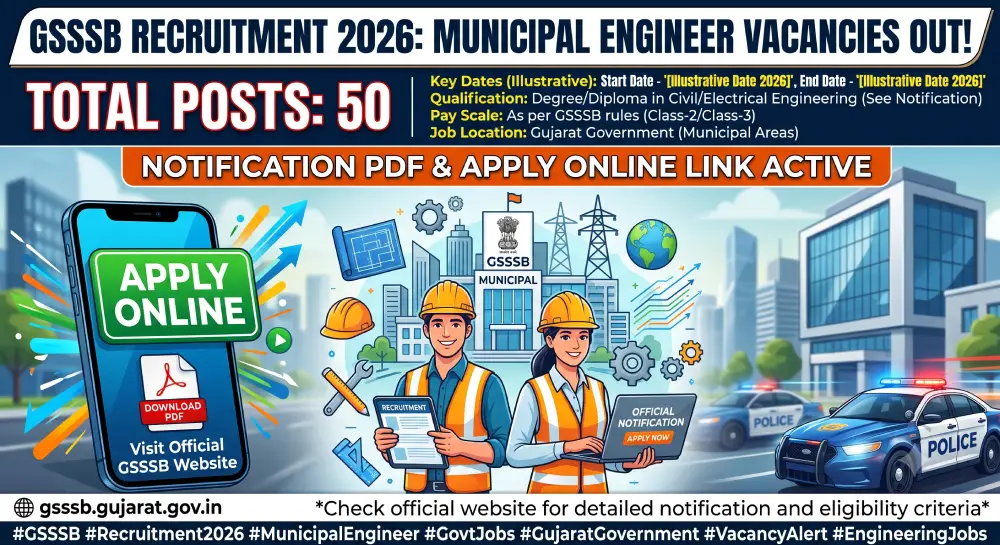 GSSSB Municipal Engineer Recruitment 2026 Out, 50 Vacancies, Notification PDF, Apply Online 1 GSSSB Municipal Engineer Recruitment 2026