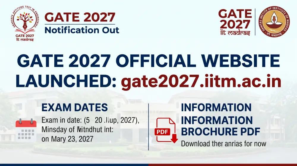 IIT GATE 2027 Notification Out @gate2027.iitm.ac.in | Official Website Launched, Exam Dates, Information Brochure PDF 2 IIT GATE 2027