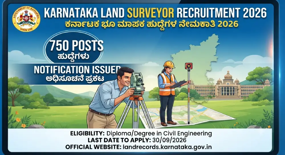 Karnataka Land Surveyor Recruitment 2026: 750 पदों पर भर्ती का नोटिफिकेशन जारी 2 Karnataka Land Surveyor Recruitment 2026