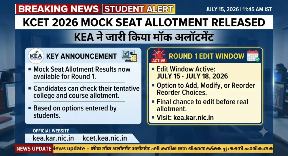 KCET 2026 Mock Seat Allotment Released