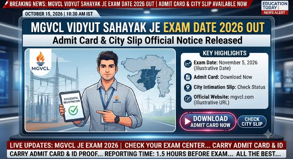 MGVCL Vidyut Sahayak JE Exam Date 2026 Out, Admit Card, City Slip Official Notice 1 MGVCL Vidyut Sahayak JE Exam Date 2026