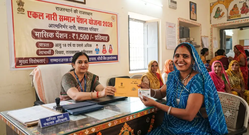 मुख्यमंत्री एकल नारी सम्मान पेंशन योजना 2026 – ₹1,500 मासिक पेंशन, पात्रता, आवेदन व सम्पूर्ण जानकारी 2 एकल नारी सम्मान पेंशन योजना 2026 – विधवा तलाकशुदा परित्यक्ता ₹1,450 पेंशन राजस्थान
