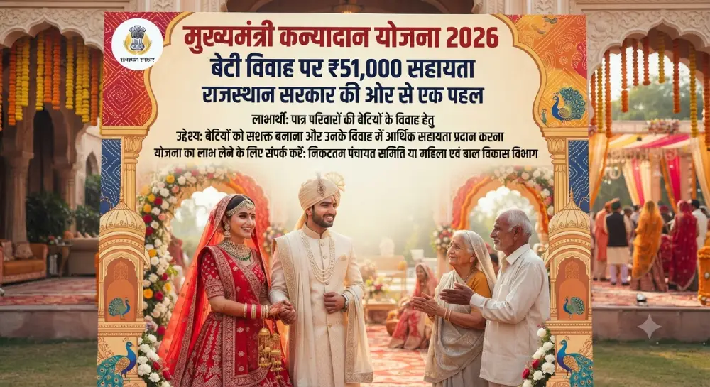मुख्यमंत्री कन्यादान योजना 2026 – ₹51,000 तक सहायता, पात्रता, आवेदन व सम्पूर्ण जानकारी 2 मुख्यमंत्री कन्यादान योजना