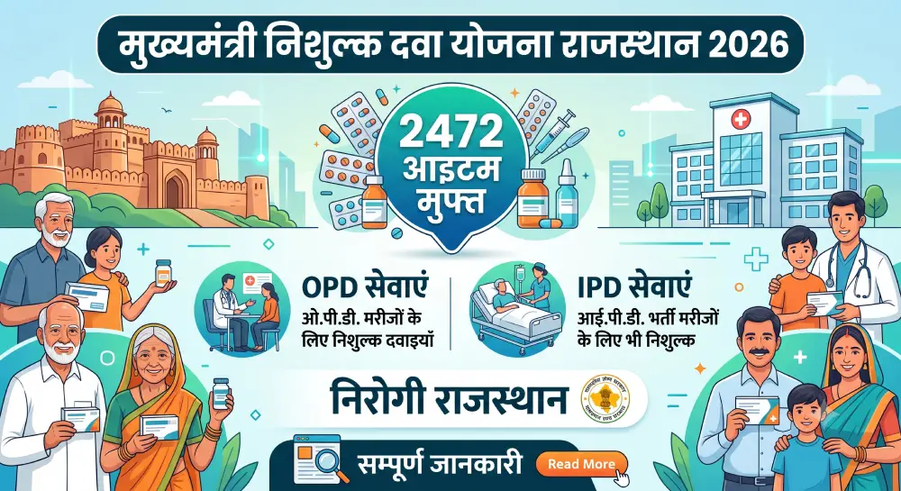 मुख्यमंत्री निशुल्क दवा योजना राजस्थान 2026 – 2472 आइटम मुफ्त, OPD/IPD, निरोगी राजस्थान व सम्पूर्ण जानकारी 2 मुख्यमंत्री निशुल्क दवा योजना राजस्थान 2026