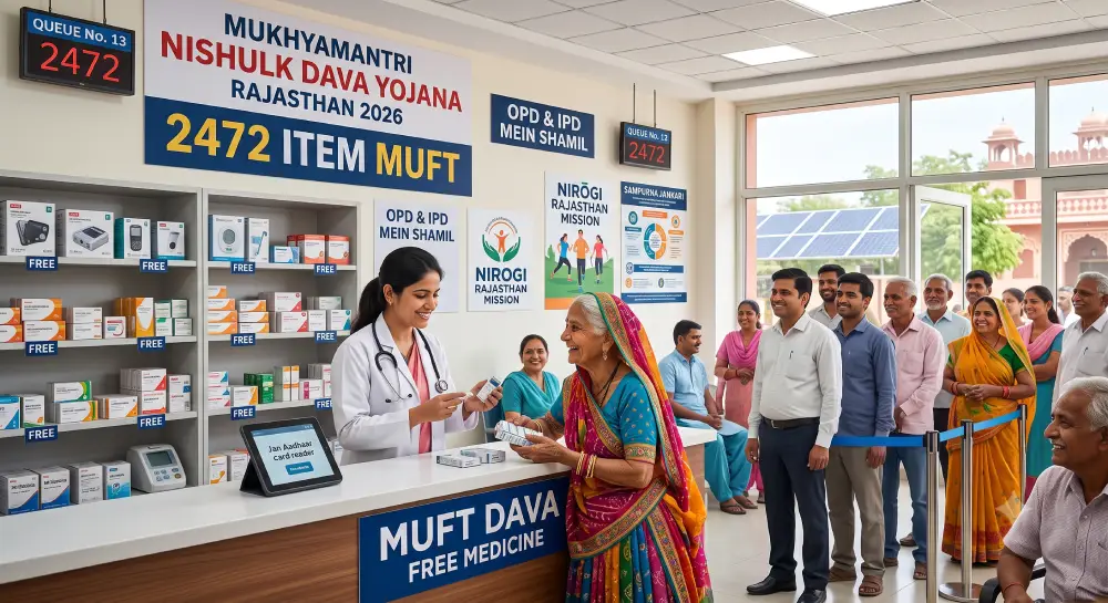 मुख्यमंत्री निशुल्क दवा योजना राजस्थान 2026 – 2472 आइटम मुफ्त, OPD/IPD, निरोगी राजस्थान व सम्पूर्ण जानकारी 2 मुख्यमंत्री निशुल्क दवा योजना राजस्थान 2026