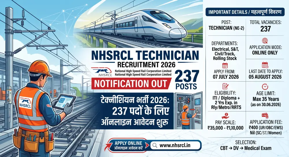 NHSRCL Technician Recruitment 2026 Notification Out: 237 Posts Ke Liye Apply Online Shuru 2 NHSRCL Technician Recruitment 2026