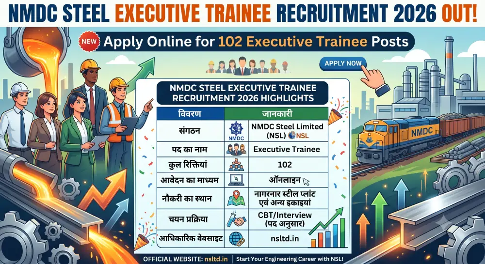 NMDC Steel Executive Trainee Recruitment 2026 Out, Apply Online for 102 Executive Trainee Posts 10 NMDC Steel Executive Trainee Recruitment 2026