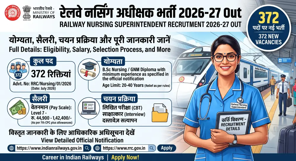 Railway Nursing Superintendent Vacancy