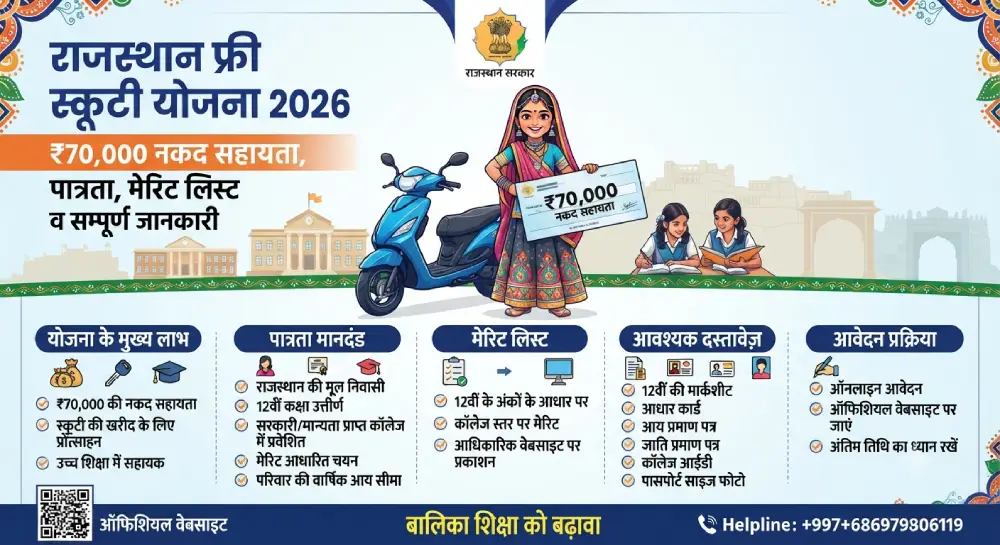 राजस्थान फ्री स्कूटी योजना 2026 – ₹70,000 नकद सहायता, पात्रता, मेरिट लिस्ट व सम्पूर्ण जानकारी 2 राजस्थान फ्री स्कूटी योजना 2026