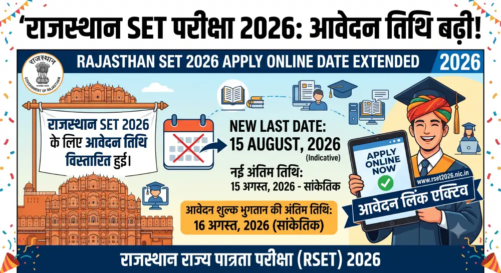 Rajasthan SET Apply Online Date Extended 2026: राजस्थान SET परीक्षा 2026 के लिए आवेदन तिथि बढ़ी, आवेदन लिंक एक्टिव 2 राजस्थान SET परीक्षा 2026