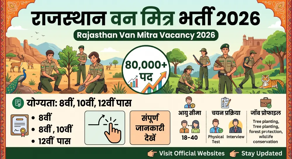 Rajasthan Van Mitra Vacancy 2026: राजस्थान वन मित्र भर्ती 2026, 80,000 पदों पर योग्यता 8वीं, 10वीं, 12वीं पास, संपूर्ण जानकारी देखें 4 Rajasthan Van Mitra Vacancy 2026