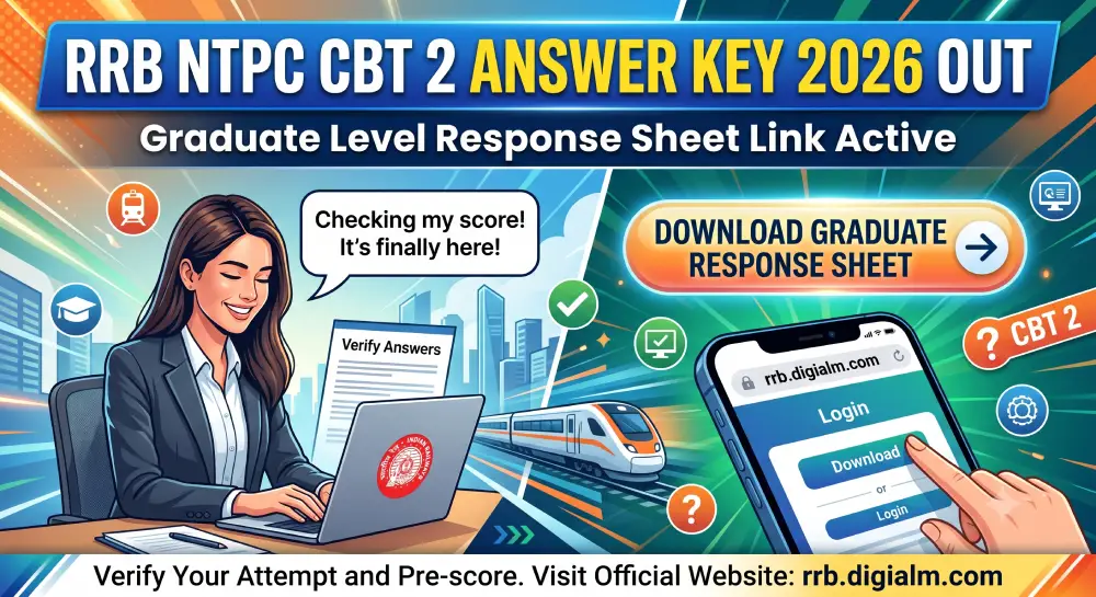 RRB NTPC CBT 2 Answer Key 2026 Out, Graduate Response Sheet Link Active at rrb.digialm.com 1 RRB NTPC CBT 2 Answer Key 2026