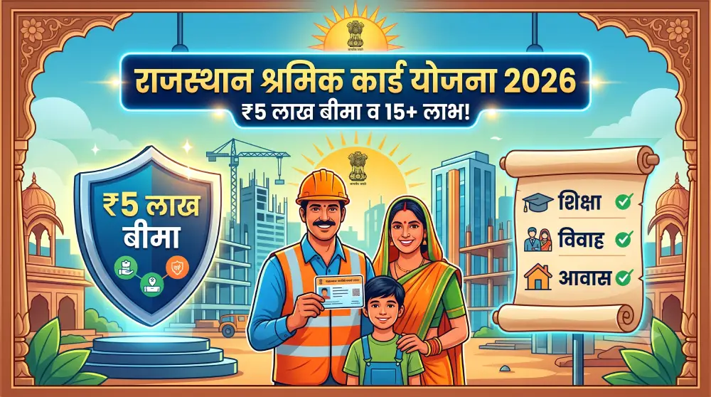राजस्थान श्रमिक कार्ड योजना 2026 - 15+ कल्याणकारी लाभ, ₹5 लाख बीमा, पंजीकरण व सम्पूर्ण जानकारी 2 राजस्थान श्रमिक कार्ड योजना 2026
