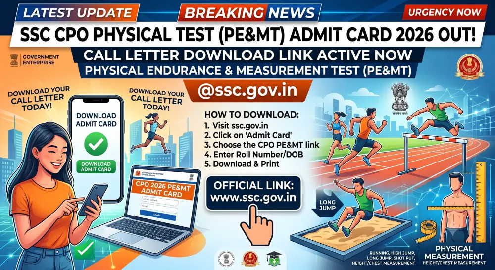 SSC CPO Physical Test Admit Card 2026