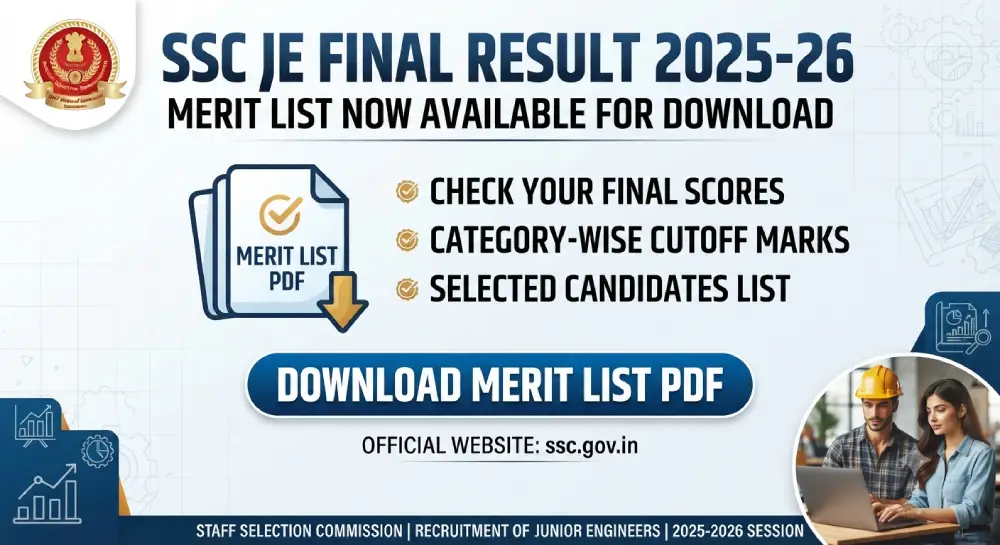 SSC JE Final Result 2025-26 Out, Merit List Download PDF 7 SSC JE Final Result 2025-26