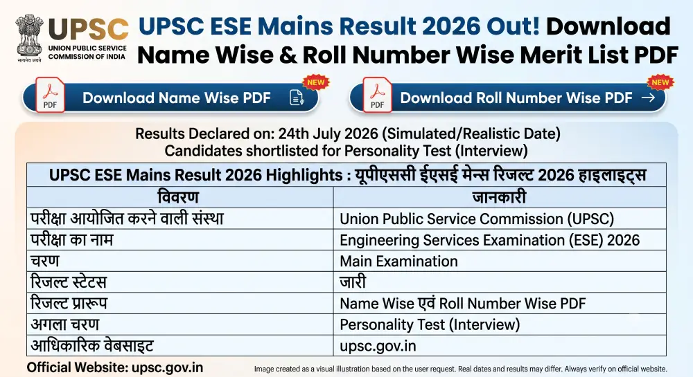 UPSC ESE Mains Result 2026 Out, Download Name Wise & Roll Number Wise Merit List PDF 2 UPSC ESE Mains Result 2026