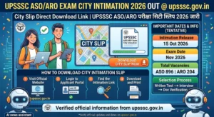 UPSSSC ASO Exam City Intimation 2026
