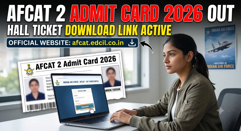 AFCAT 2 Admit Card 2026 जारी, हॉल टिकट डाउनलोड लिंक @afcat.edcil.co.in पर एक्टिव 2 AFCAT 2 Admit Card 2026