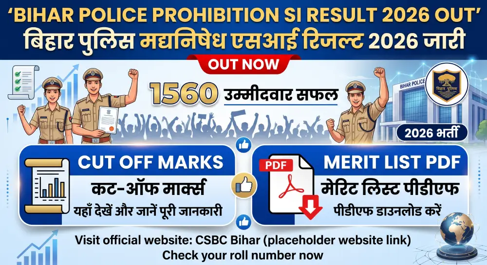 Bihar Police Prohibition SI Result 2026