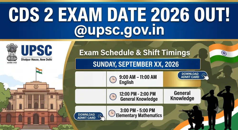 CDS 2 Exam Date 2026 Out @upsc.gov.in, Check Exam Schedule & Shift Timings 2 CDS 2 Exam Date 2026