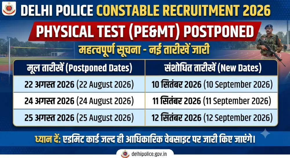Delhi Police Constable Physical Test Date 2026
