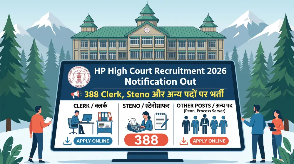 HP High Court Recruitment 2026 Notification Out, 388 Clerk, Steno और अन्य पदों पर भर्ती 2 HP High Court Recruitment 2026