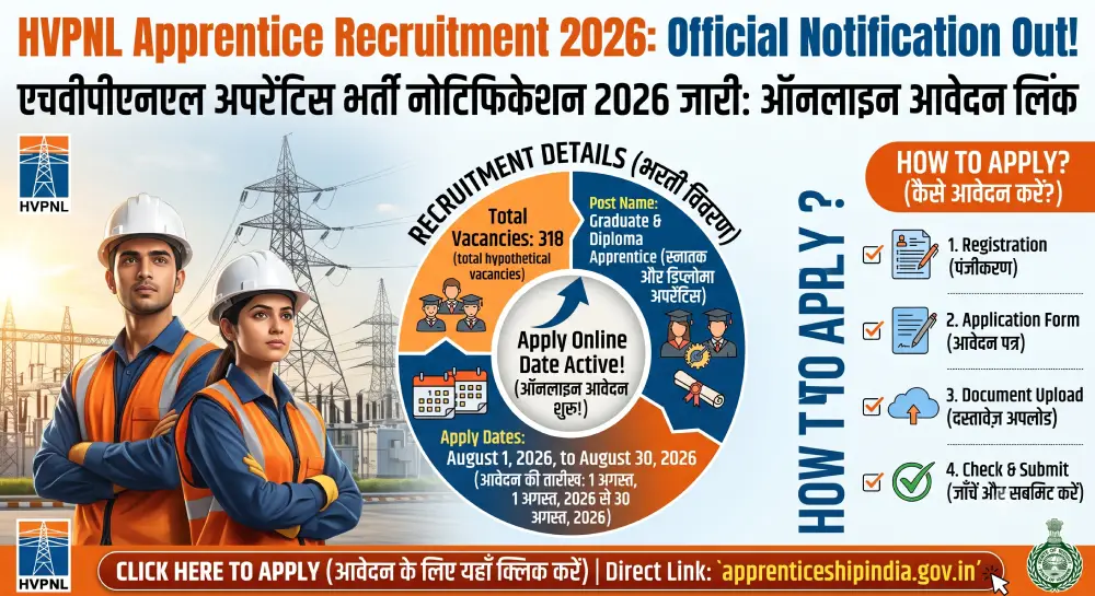 HVPNL Apprentice Recruitment 2026: एचवीपीएनएल अपरेंटिस भर्ती नोटिफिकेशन 2026 जारी, ऑनलाइन आवेदन लिंक 2 HVPNL Apprentice Recruitment 2026