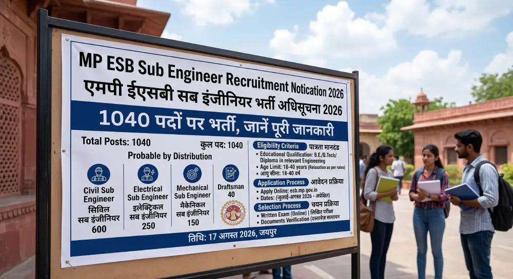 MP ESB Sub Engineer Recruitment Notification 2026: 1040 पदों पर भर्ती, जानें पूरी जानकारी 2 MP ESB Sub Engineer Recruitment Notification 2026