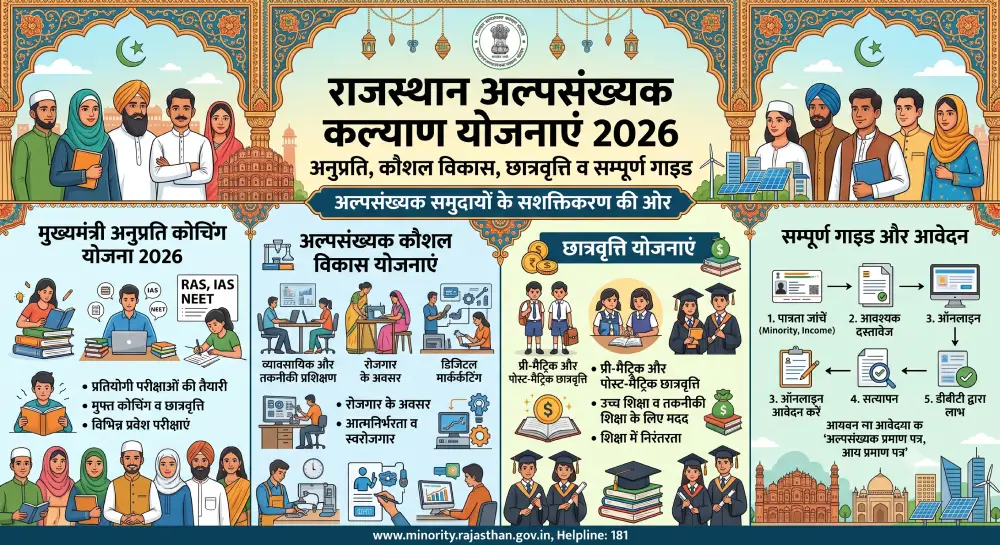 राजस्थान अल्पसंख्यक कल्याण योजनाएं 2026 - अनुप्रति, कौशल विकास, छात्रवृत्ति व सम्पूर्ण गाइड 2 राजस्थान अल्पसंख्यक कल्याण योजनाएं 2026