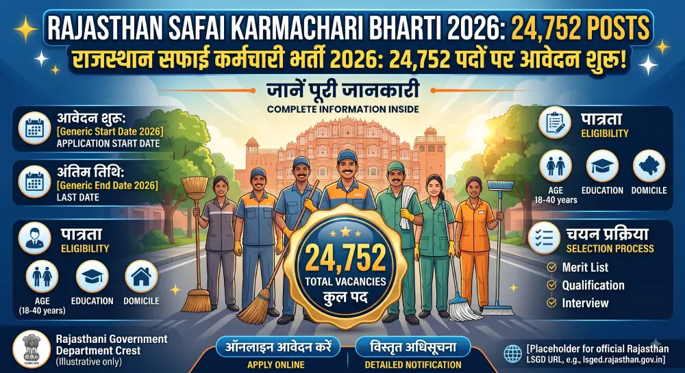 Rajasthan Safai Karmachari Bharti Online Form 2026: 24,752 पदों पर आवेदन शुरू, जानें पूरी जानकारी 2 Rajasthan Safai Karmachari Bharti Online Form 2026