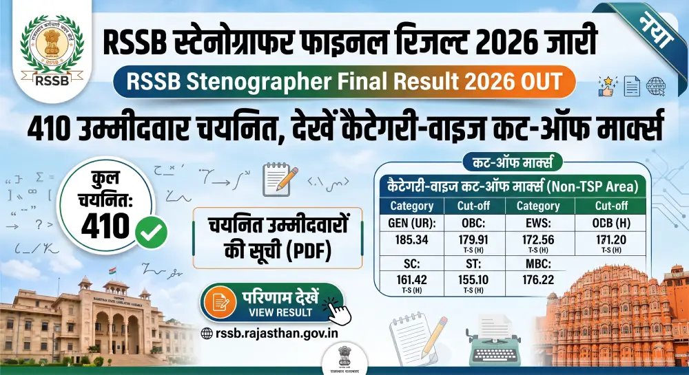 RSSB Stenographer Final Result 2026 जारी: 410 उम्मीदवार चयनित, देखें कैटेगरी-वाइज कट-ऑफ मार्क्स 2 RSSB Stenographer Final Result 2026