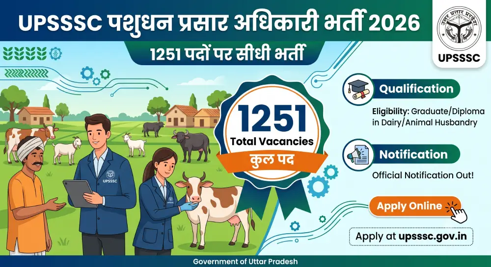 UPSSSC Livestock Extension Officer Vacancy 2026 Out, 1251 पदों पर पशुधन प्रसार अधिकारी भर्ती 2 UPSSSC Livestock Extension Officer Vacancy 2026