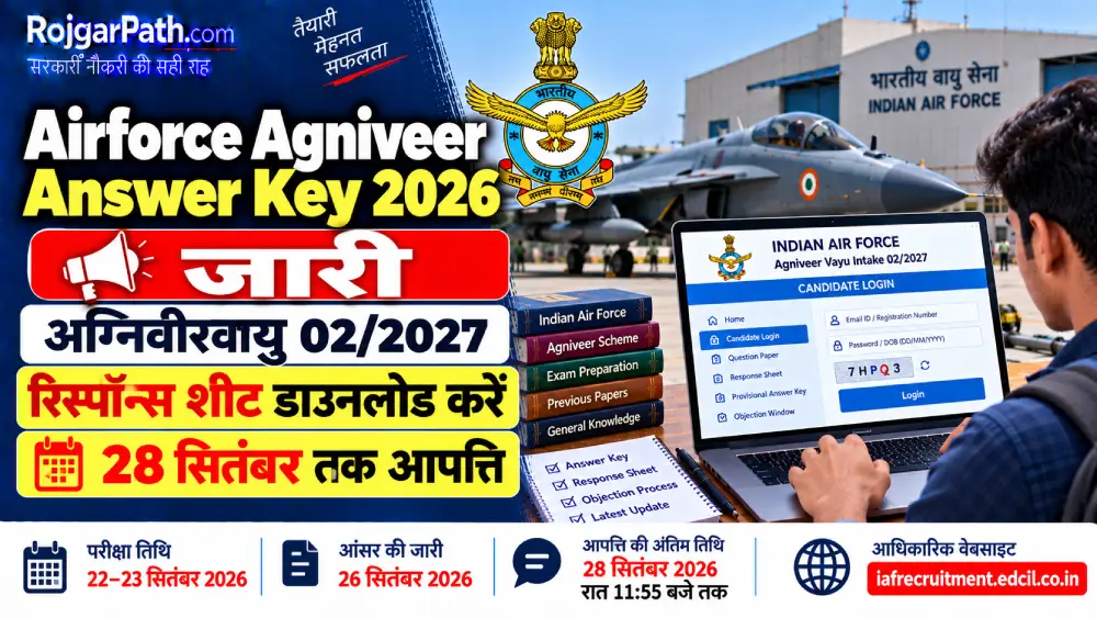 Airforce Agniveer Answer Key 2026 जारी: अग्निवीरवायु Intake 02/2027 Response Sheet डाउनलोड करें, 28 सितंबर तक दर्ज करें आपत्ति 2 Airforce Agniveer Answer Key 2026