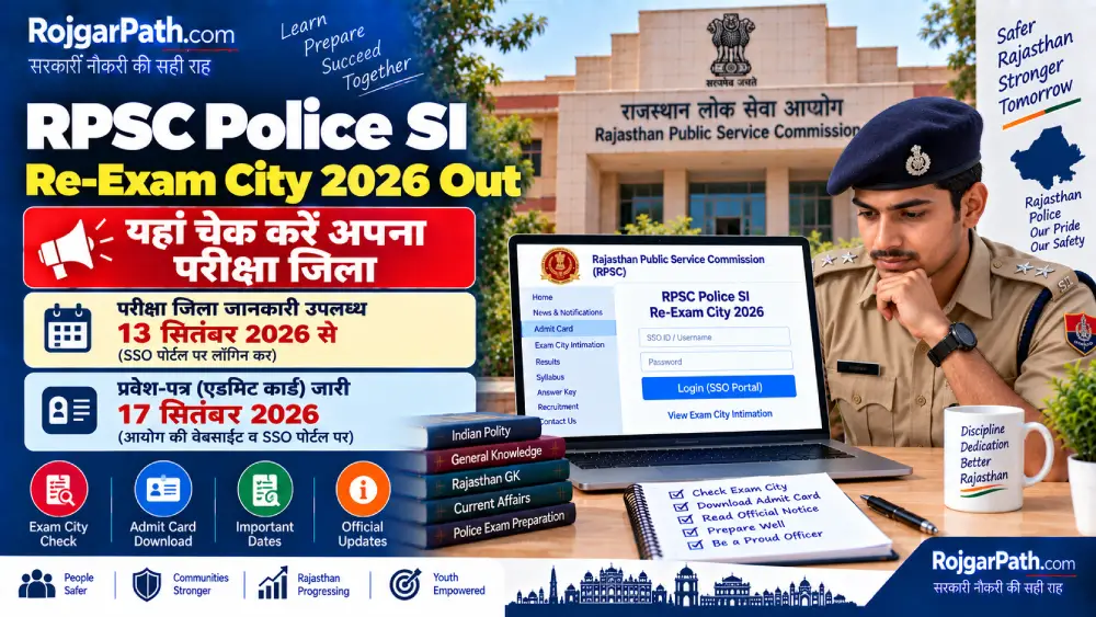 RPSC Police SI Re-Exam City 2026 जारी, यहां चेक करें अपना परीक्षा जिला 2 RPSC Police SI Re-Exam City 2026