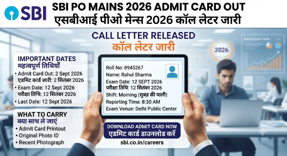 SBI PO Mains Admit Card 2026 Out: कॉल लेटर जारी, 12 सितंबर को परीक्षा 2 SBI PO Mains Admit Card 2026