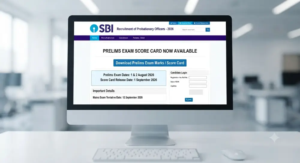 SBI PO Prelims Score Card 2026