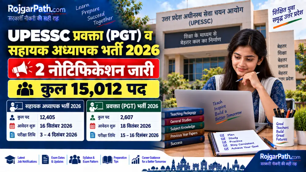 UPESSC प्रवक्ता (PGT) व सहायक अध्यापक भर्ती 2026: कुल 15,012 पद 2 UPESSC PRT, PGT Teacher Bharti 2026