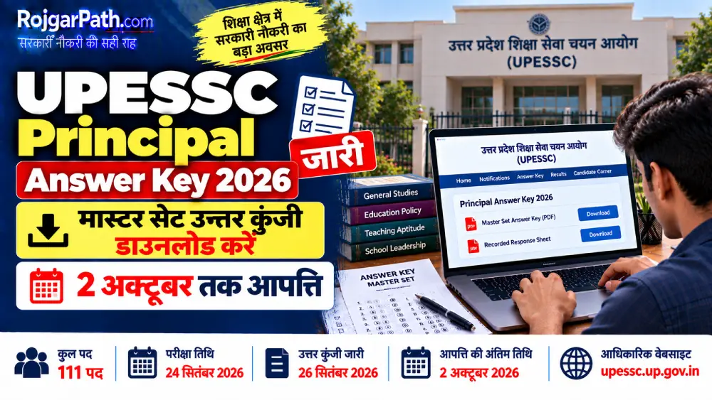 UPESSC Principal Answer Key 2026 जारी: मास्टर सेट उत्तर कुंजी डाउनलोड करें, 2 अक्टूबर तक दर्ज करें आपत्ति 2 UPESSC Principal Answer Key 2026